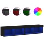 Muebles de TV con luces LED 2 uds negro 80x30x30 cm de , Muebles TV - Ref: Foro24-837144, Precio: 78,67 €, Descuento: %