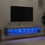 Muebles de TV con luces LED 2 uds gris Sonoma 80x30x30 cm de , Muebles TV - Ref: Foro24-837152, Precio: 74,06 €, Descuento: %