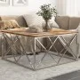Mesa de centro acero inox plateado y madera maciza reciclada by , Coffee table - Ref: Foro24-349984, Price: 121,31 €, Discoun...