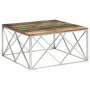 Mesa de centro acero inox plateado y madera maciza reciclada by , Coffee table - Ref: Foro24-349984, Price: 121,31 €, Discoun...