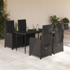 Set de muebles jardín 5 pzas con cojines ratán sintético negro en Conjuntos de jardín | Comprar online en Foru.es
