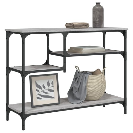 Mesa consola con estantes gris Sonoma 100x35x75 cm de , Mesas auxiliares - Ref: Foro24-837785, Precio: 61,12 €, Descuento: %