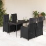 Set de muebles jardín 5 pzas con cojines ratán sintético negro en Conjuntos de jardín | Comprar online en Foru.es