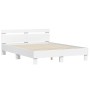 Estructura cama con cabecero madera ingeniería blanco 140x190cm de , Camas y somieres - Ref: Foro24-3207434, Precio: 144,51 €...