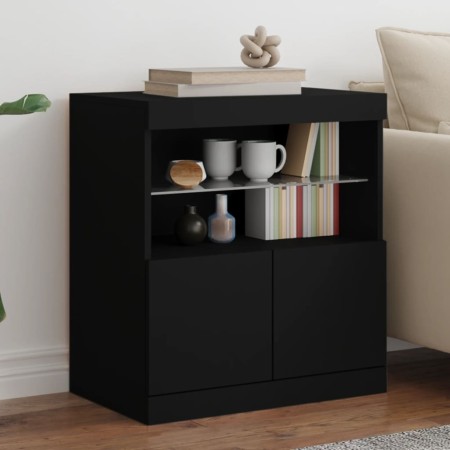 Aparador con luces LED negro 60x37x67 cm de , Aparadores - Ref: Foro24-836652, Precio: 74,43 €, Descuento: %
