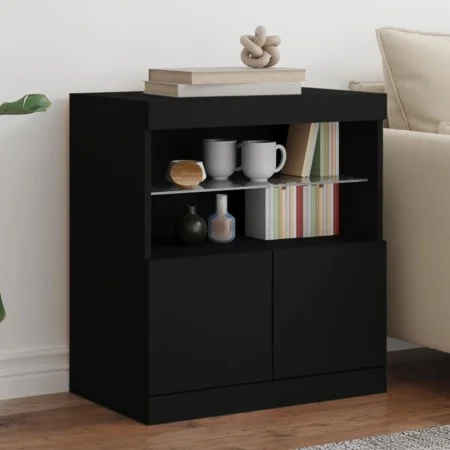 Aparador con luces LED negro 60x37x67 cm de , Aparadores - Ref: Foro24-836652, Precio: 70,69 €, Descuento: %