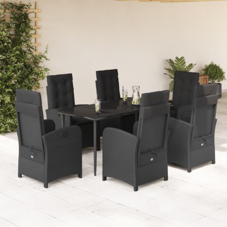 Set de comedor de jardín 7 pzas y cojines ratán sintético negro en Conjuntos de jardín | Comprar online en Foru.es