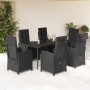 Set de comedor de jardín 7 pzas y cojines ratán sintético negro en Conjuntos de jardín | Comprar online en Foru.es