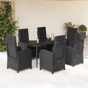 Set de comedor de jardín 7 pzas y cojines ratán sintético negro en Conjuntos de jardín | Comprar online en Foru.es