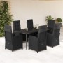 Set de comedor de jardín 7 pzas y cojines ratán sintético negro en Conjuntos de jardín | Comprar online en Foru.es