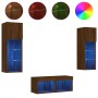Muebles de TV de pared con luces LED 4 piezas marrón roble de , Muebles TV - Ref: Foro24-3216582, Precio: 144,37 €, Descuento: %