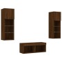 Muebles de TV de pared con luces LED 4 piezas marrón roble de , Muebles TV - Ref: Foro24-3216582, Precio: 144,37 €, Descuento: %