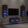 Muebles de TV de pared con luces LED 4 piezas marrón roble de , Muebles TV - Ref: Foro24-3216582, Precio: 144,37 €, Descuento: %