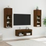 Muebles de TV de pared con luces LED 4 piezas marrón roble de , Muebles TV - Ref: Foro24-3216582, Precio: 144,37 €, Descuento: %