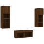 Muebles de TV de pared con luces LED 4 piezas marrón roble de , Muebles TV - Ref: Foro24-3216582, Precio: 144,37 €, Descuento: %