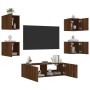 Muebles de TV de pared con luces LED 5 piezas marrón roble de , Muebles TV - Ref: Foro24-3216866, Precio: 162,30 €, Descuento: %