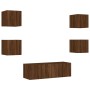 Muebles de TV de pared con luces LED 5 piezas marrón roble de , Muebles TV - Ref: Foro24-3216866, Precio: 162,30 €, Descuento: %