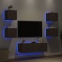 Muebles de TV de pared con luces LED 5 piezas marrón roble de , Muebles TV - Ref: Foro24-3216866, Precio: 162,30 €, Descuento: %
