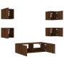 Muebles de TV de pared con luces LED 5 piezas marrón roble de , Muebles TV - Ref: Foro24-3216866, Precio: 162,30 €, Descuento: %