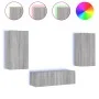 Muebles de TV de pared con luces LED 3 piezas gris Sonoma de , Muebles TV - Ref: Foro24-3216879, Precio: 177,29 €, Descuento: %