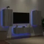 Muebles de TV de pared con luces LED 3 piezas gris Sonoma de , Muebles TV - Ref: Foro24-3216879, Precio: 177,29 €, Descuento: %