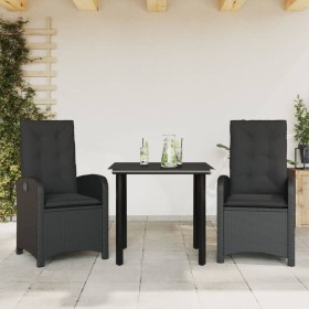 Set comedor de jardín 3 pzas con cojines ratán sintético negro en Conjuntos de jardín | Comprar online en Foru.es