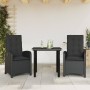 Set comedor de jardín 3 pzas con cojines ratán sintético negro en Conjuntos de jardín | Comprar online en Foru.es
