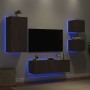 Muebles de TV de pared con luces LED 4 piezas marrón roble de , Muebles TV - Ref: Foro24-3216887, Precio: 166,63 €, Descuento: %