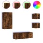 Muebles de TV de pared con luces LED 4 piezas roble ahumado de , Muebles TV - Ref: Foro24-3216885, Precio: 166,63 €, Descuent...