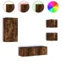 Muebles de TV de pared con luces LED 4 piezas roble ahumado de , Muebles TV - Ref: Foro24-3216885, Precio: 164,72 €, Descuent...