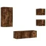 Muebles de TV de pared con luces LED 4 piezas roble ahumado de , Muebles TV - Ref: Foro24-3216885, Precio: 164,72 €, Descuent...