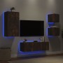 Muebles de TV de pared con luces LED 4 piezas roble ahumado de , Muebles TV - Ref: Foro24-3216885, Precio: 166,63 €, Descuent...