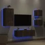 Muebles de TV de pared con luces LED 4 piezas roble ahumado de , Muebles TV - Ref: Foro24-3216885, Precio: 164,72 €, Descuent...