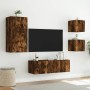 Muebles de TV de pared con luces LED 4 piezas roble ahumado de , Muebles TV - Ref: Foro24-3216885, Precio: 166,63 €, Descuent...