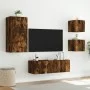 Muebles de TV de pared con luces LED 4 piezas roble ahumado de , Muebles TV - Ref: Foro24-3216885, Precio: 164,72 €, Descuent...