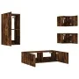 Muebles de TV de pared con luces LED 4 piezas roble ahumado de , Muebles TV - Ref: Foro24-3216885, Precio: 164,72 €, Descuent...