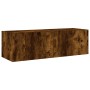 Muebles de TV de pared con luces LED 4 piezas roble ahumado de , Muebles TV - Ref: Foro24-3216885, Precio: 166,63 €, Descuent...