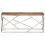 Mesa de centro acero inox plateado y madera maciza reciclada de , Mesas de centro - Ref: Foro24-349944, Precio: 80,65 €, Desc...