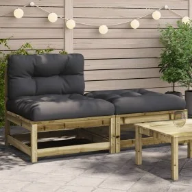 Sofá de jardín sin reposabrazos con cojines y reposapiés by , Modular outdoor sofas - Ref: Foro24-838132, Price: 130,08 €, Di...