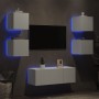 Muebles de TV de pared con LED 6 pzas madera ingeniería blanco de , Muebles TV - Ref: Foro24-3216811, Precio: 178,67 €, Descu...