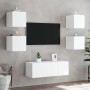 Muebles de TV de pared con LED 6 pzas madera ingeniería blanco de , Muebles TV - Ref: Foro24-3216811, Precio: 178,67 €, Descu...