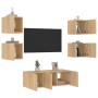 Muebles TV pared con LED 6 pzas madera ingeniería roble Sonoma de , Muebles TV - Ref: Foro24-3216813, Precio: 170,61 €, Descu...