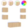 Muebles TV pared con LED 6 pzas madera ingeniería roble Sonoma de , Muebles TV - Ref: Foro24-3216813, Precio: 170,61 €, Descu...