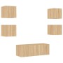 Muebles TV pared con LED 6 pzas madera ingeniería roble Sonoma de , Muebles TV - Ref: Foro24-3216813, Precio: 170,61 €, Descu...