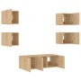 Muebles TV pared con LED 6 pzas madera ingeniería roble Sonoma de , Muebles TV - Ref: Foro24-3216813, Precio: 170,61 €, Descu...