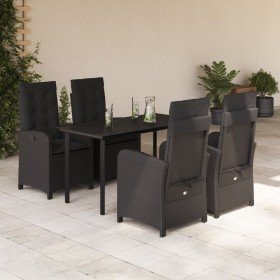 Set de muebles jardín 5 pzas con cojines ratán sintético negro en Conjuntos de jardín | Comprar online en Foru.es
