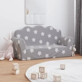 Sofá de niños de 2 plazas felpa suave gris claro con estrellas de , Mobiliario para bebés y niños pequeños - Ref: Foro24-3570...