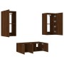 Muebles TV pared con LED 4 pzas madera ingeniería marrón roble de , Muebles TV - Ref: Foro24-3216824, Precio: 183,21 €, Descu...