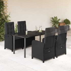 Set de muebles jardín 5 pzas con cojines ratán sintético negro en Conjuntos de jardín | Comprar online en Foru.es