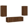 Muebles TV pared con LED 4 pzas madera ingeniería marrón roble de , Muebles TV - Ref: Foro24-3216845, Precio: 171,60 €, Descu...